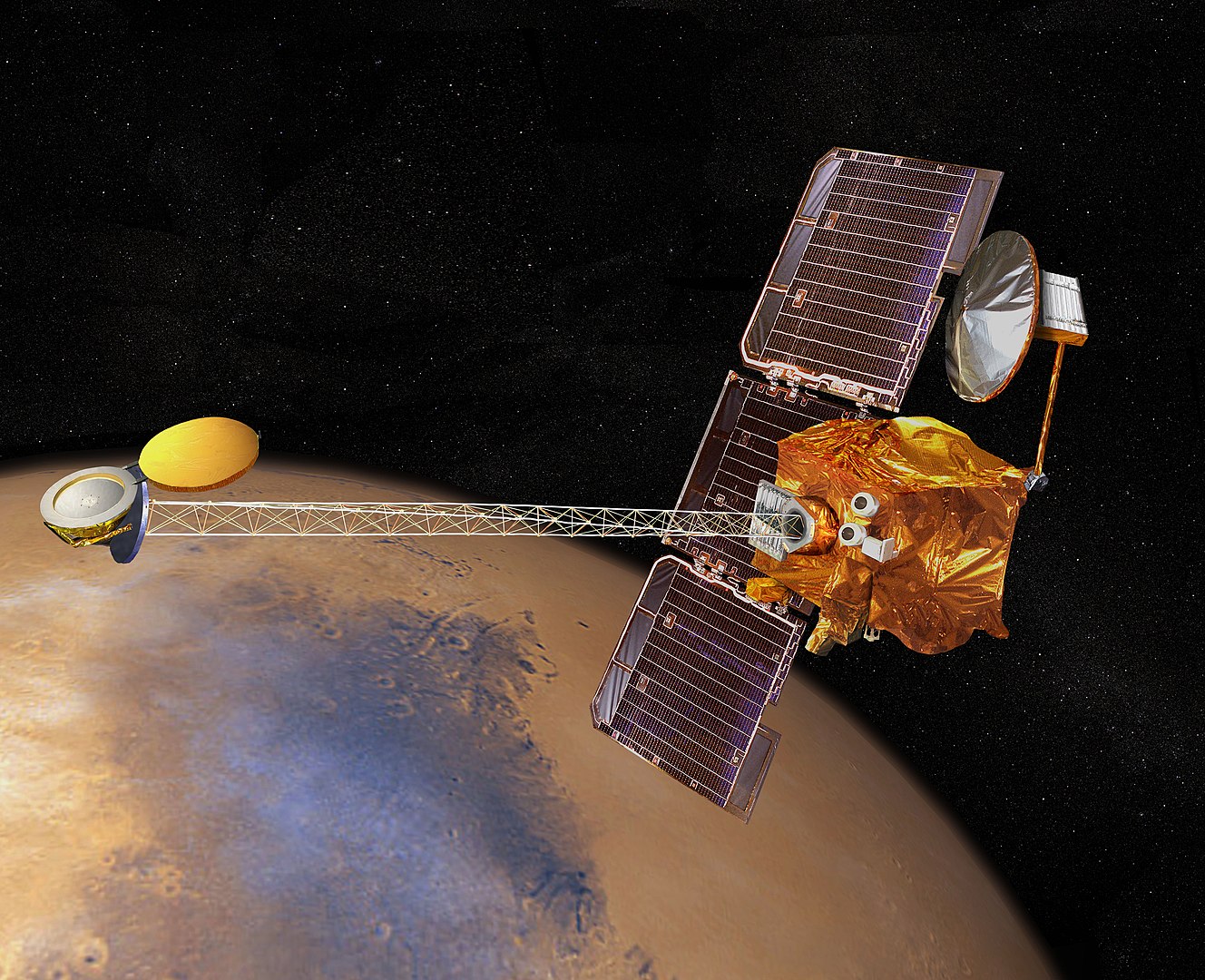 Breathtaking Photo of Blue Dunes on the Red Planet Released by NASA 2 Artist's concept of 2001 Mars Odyssey orbiting Mars