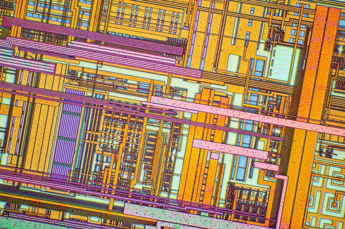 silicon chip under the microscope