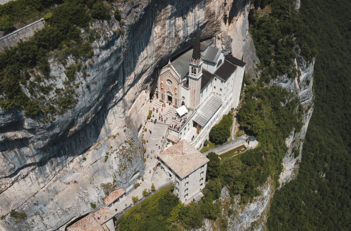 This Italian Chapel 'Hangs' Midway Down a Cliffside: Santuario Madonna della Corona 1 santuario madonna della corona verona italy 1